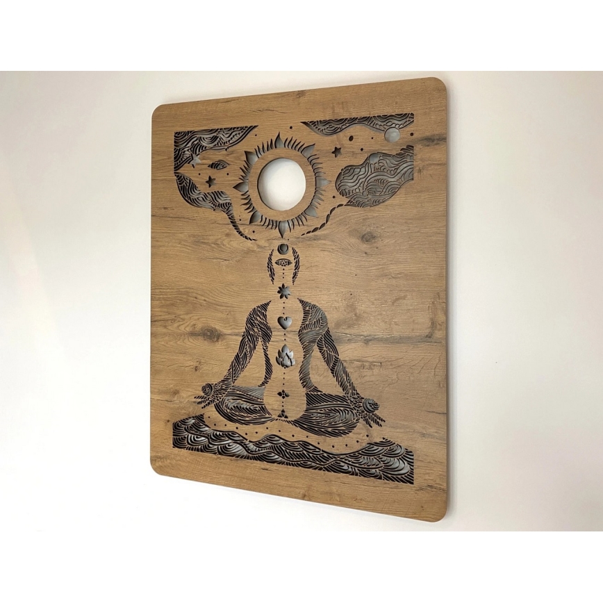 Li-Go 4421/A/4 - Dimmbare LED-Wanddekoration LED/10W/5V 30000 mAh 70x90 cm Eiche/Chakren