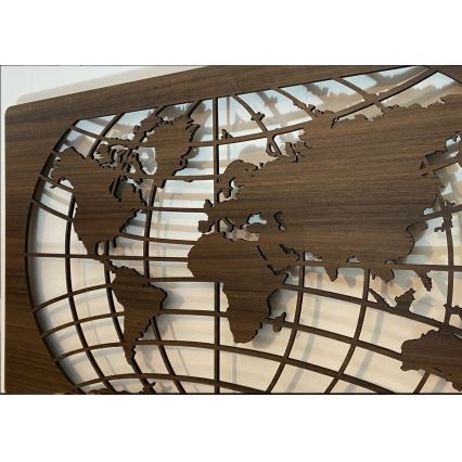 Li-Go 4709/DUB2 - LED RGBW dimmbare Wanddekoration LED/24W/230V 125x74 cm Eiche/Weltkarte mit Breitengraden + Fernbedienung