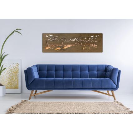 Li-Go 4778/A/4 - LED-dimmbare Wanddekoration LED/10W/5V 30000 mAh 120x40 cm Eiche/See