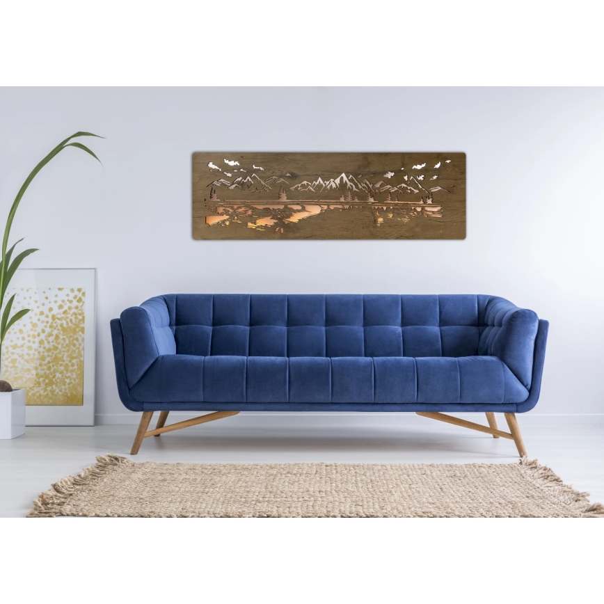 Li-Go 4778/A/4 - LED-dimmbare Wanddekoration LED/10W/5V 30000 mAh 120x40 cm Eiche/See