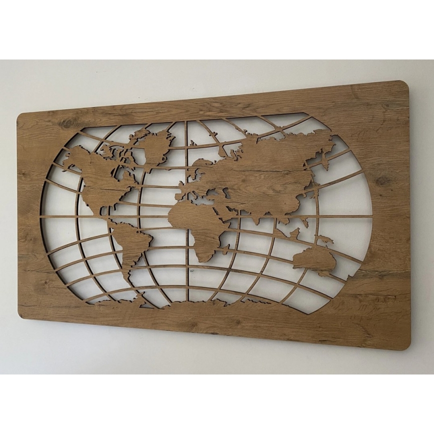 Li-Go 4868/DUB2 - LED-dimmbare Wanddekoration LED/24W/230V 110x60 cm Eiche/Weltkarte (Breitengrade)