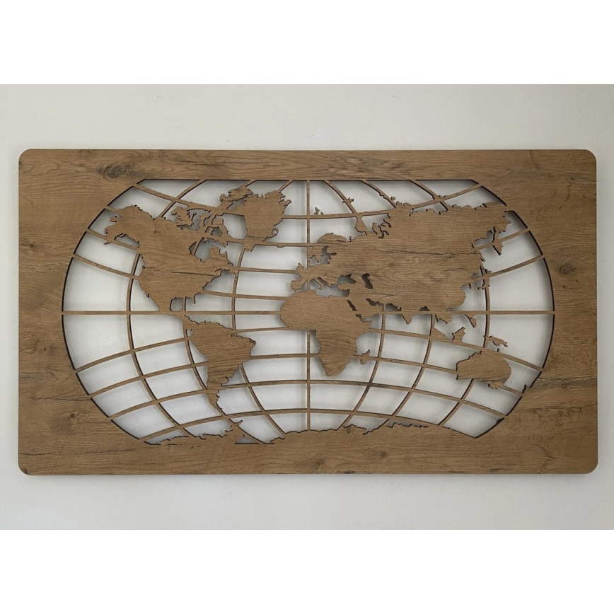 Li-Go 4868/DUB2 - LED-dimmbare Wanddekoration LED/24W/230V 110x60 cm Eiche/Weltkarte (Breitengrade)