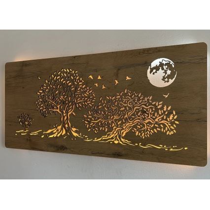 Li-Go 5042/DUB2 - LED-dimmbare Wanddekoration LED/24W/230V 110x50 cm Eiche/Drei Eichen und Mond