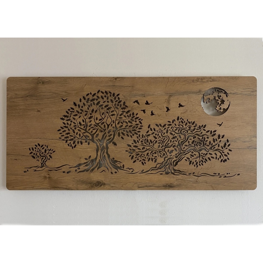 Li-Go 5042/DUB2 - LED-dimmbare Wanddekoration LED/24W/230V 110x50 cm Eiche/Drei Eichen und Mond