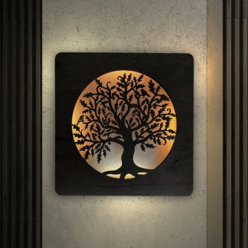 Li-Go 5275/DUB2 - LED-dimmbare Wanddekoration LED/10W/5V 20000 mAh 42x42 cm Eiche/Eiche im Kreis + Fernbedienung