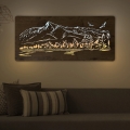 Li-Go 5589/A/DUB2 - Dimmbare LED-Wanddekoration LED/10W/5V 30000 mAh 110x50 cm Eiche/Berge mit Vögeln