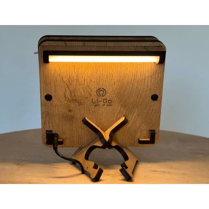 Li-Go 5788/DUB2 - LED-Tischdekoration LED/12W/230V 19x19 cm Eiche/Der kleine Prinz