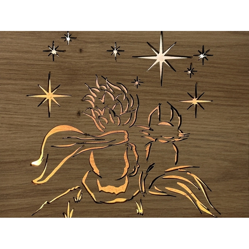 Li-Go 5788/DUB2 - LED-Tischdekoration LED/12W/230V 19x19 cm Eiche/Der kleine Prinz