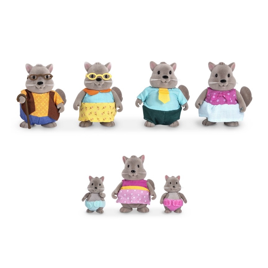 Li'l Woodzeez - Spielzeug-Set BUSTLEBERRY Eichhörnchen-Familie