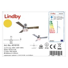 Lindby - Deckenventilator ALVIN 2xE14/40W/230V + Fernbedienung