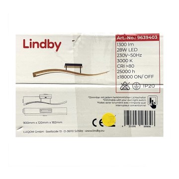 Lindby - Dimmbare LED-Aufbauleuchte LARISA LED/28W/230V