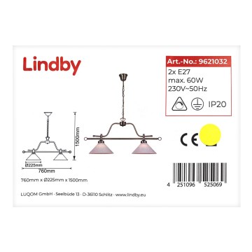 Lindby - Hängeleuchte an Kette OTIS 2xE27/60W/230V