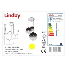 Lindby - Hängeleuchte an Schnur ROBYN 3xE27/40W/230V