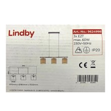 Lindby - Hängeleuchte an Schnur ZALIA 3xE27/60W/230V