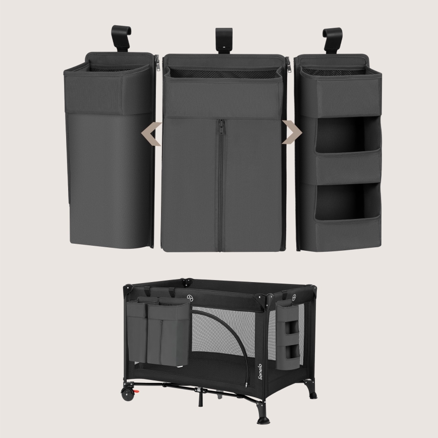 Lionelo - 3-in-1 Organizer für das Babybett SIDEPOCKET Grau