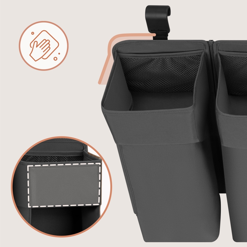 Lionelo - 3-in-1 Organizer für das Babybett SIDEPOCKET Grau