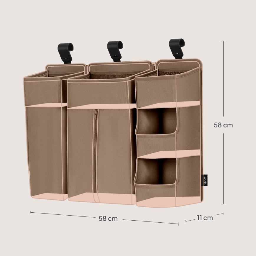 Lionelo - 3-in-1 SIDEPOCKET Organizer für das Babybett, Beige