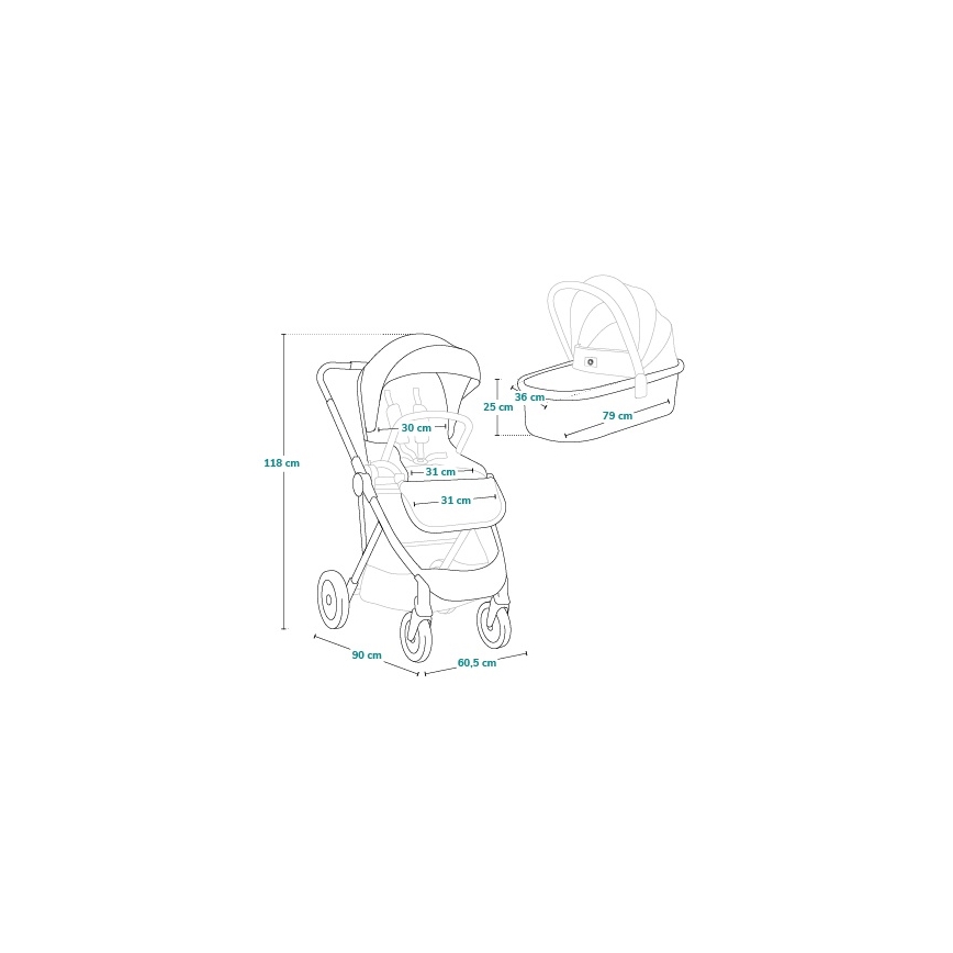 Lionelo - AMBER PLUS Kombi-Kinderwagen 2-in-1 Beige Sand