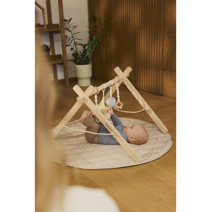 Lionelo - Baby-Spieldecke mit Holzspielbogen ANIS