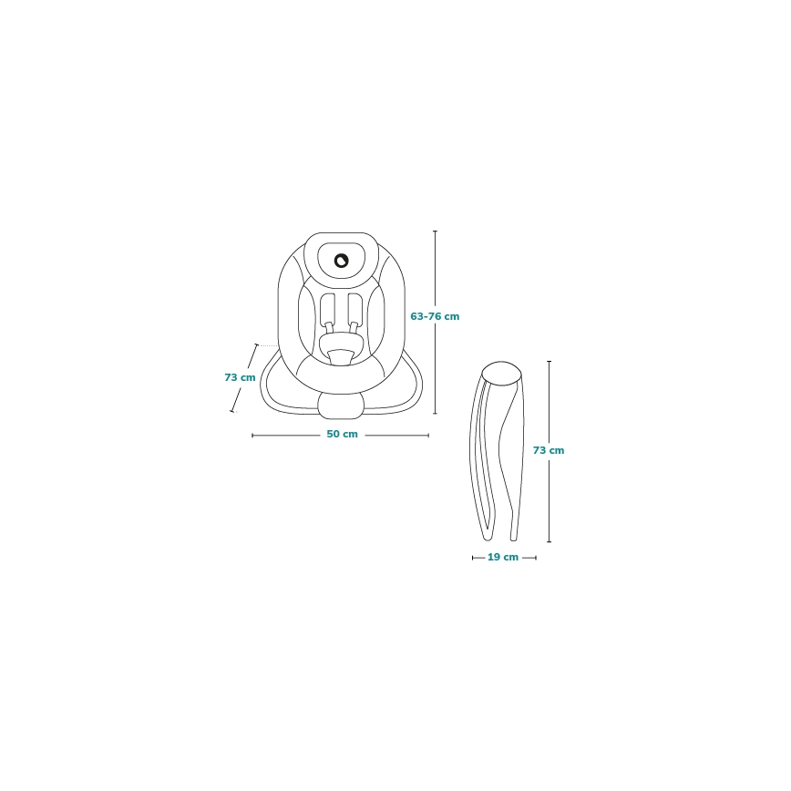 Lionelo - Baby-Wippe mit Vibrationsfunktion und Melodie PASCAL 2×AA grau/türkis