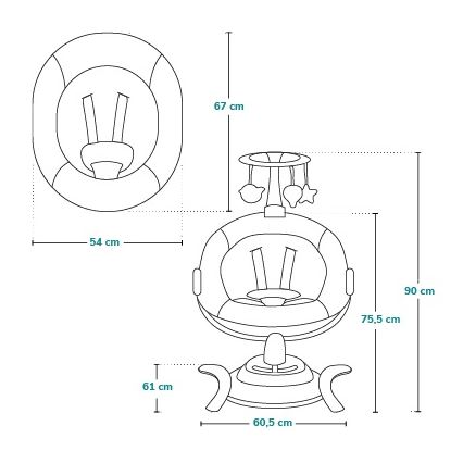 Lionelo - Babyschaukel mit Melodie BELLA Grau Beton + Fernbedienung