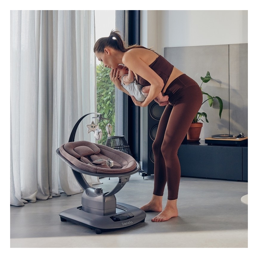 Lionelo - Babyschaukel mit Melodie BLOSSOM Pink Mauve + Fernbedienung