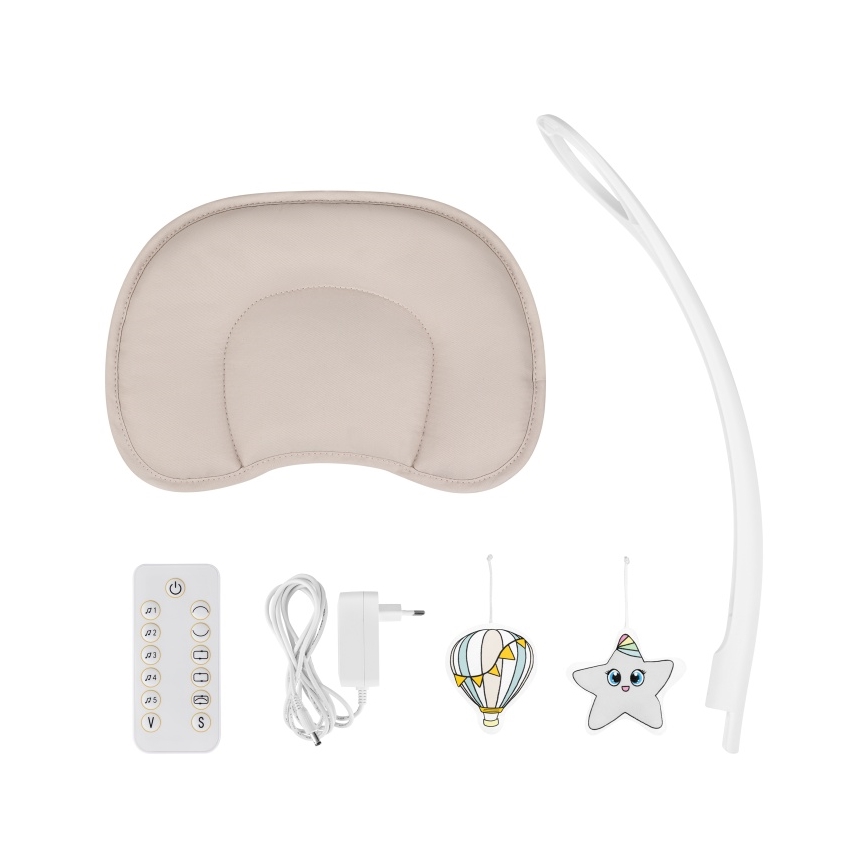 Lionelo - Babyschaukel mit Melodie OLIVIA Beige Natural + Fernbedienung