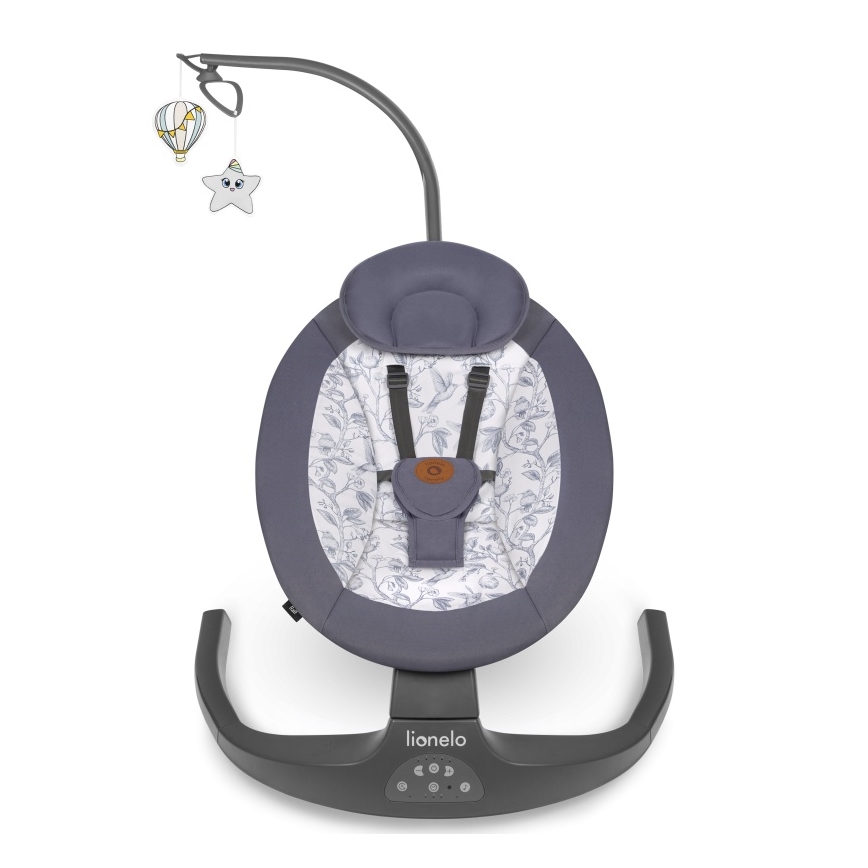Lionelo - Babyschaukel mit Melodie RALF 4xAA Grau Weiß + Fernbedienung