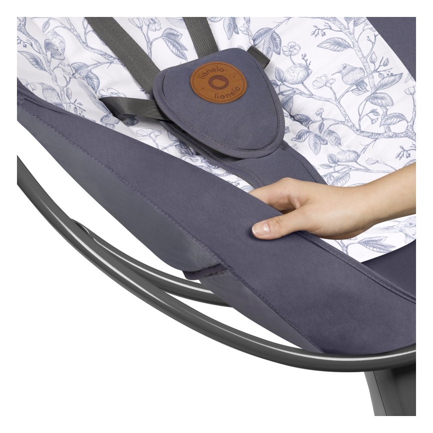 Lionelo - Babyschaukel mit Melodie RALF 4xAA Grau Weiß + Fernbedienung
