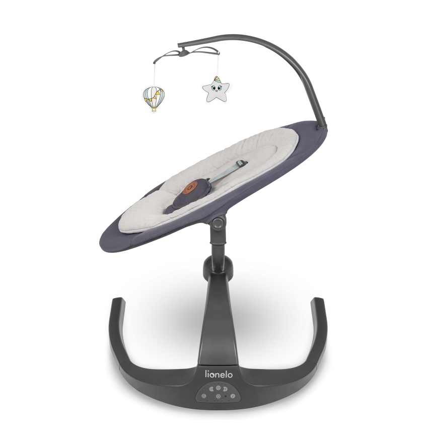 Lionelo - Babyschaukel mit Melodie RINA 4xAA Grey Concrete + Fernbedienung
