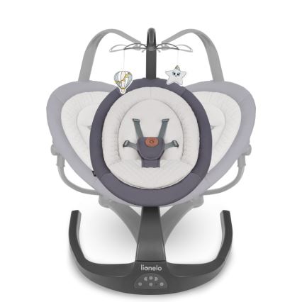 Lionelo - Babyschaukel mit Melodie RINA 4xAA Grey Concrete + Fernbedienung