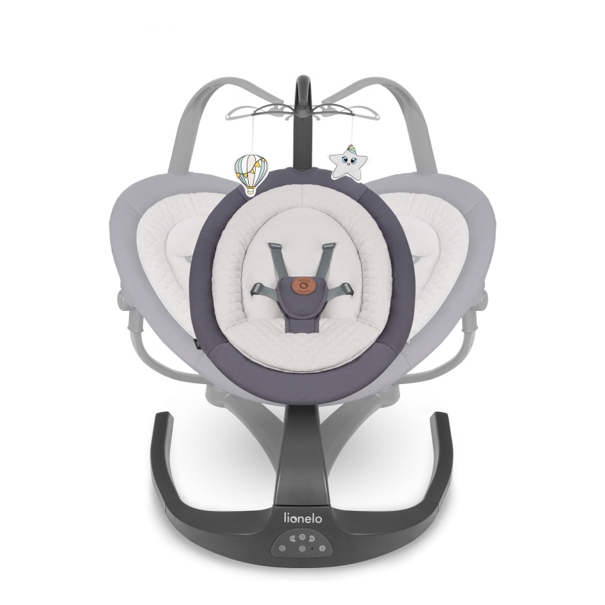 Lionelo - Babyschaukel mit Melodie RINA 4xAA Grey Concrete + Fernbedienung