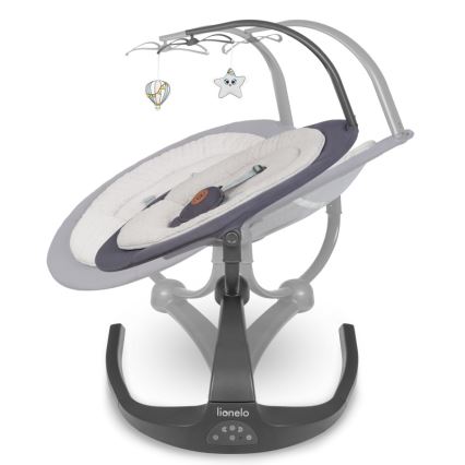 Lionelo - Babyschaukel mit Melodie RINA 4xAA Grey Concrete + Fernbedienung