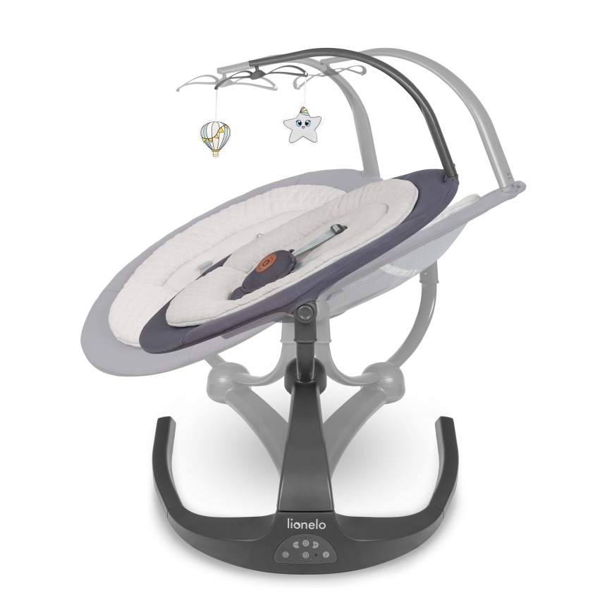 Lionelo - Babyschaukel mit Melodie RINA 4xAA Grey Concrete + Fernbedienung