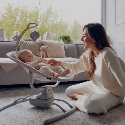 Lionelo - Babyschaukel RIO mit Melodie, 4xC, Beige Latte + Fernbedienung