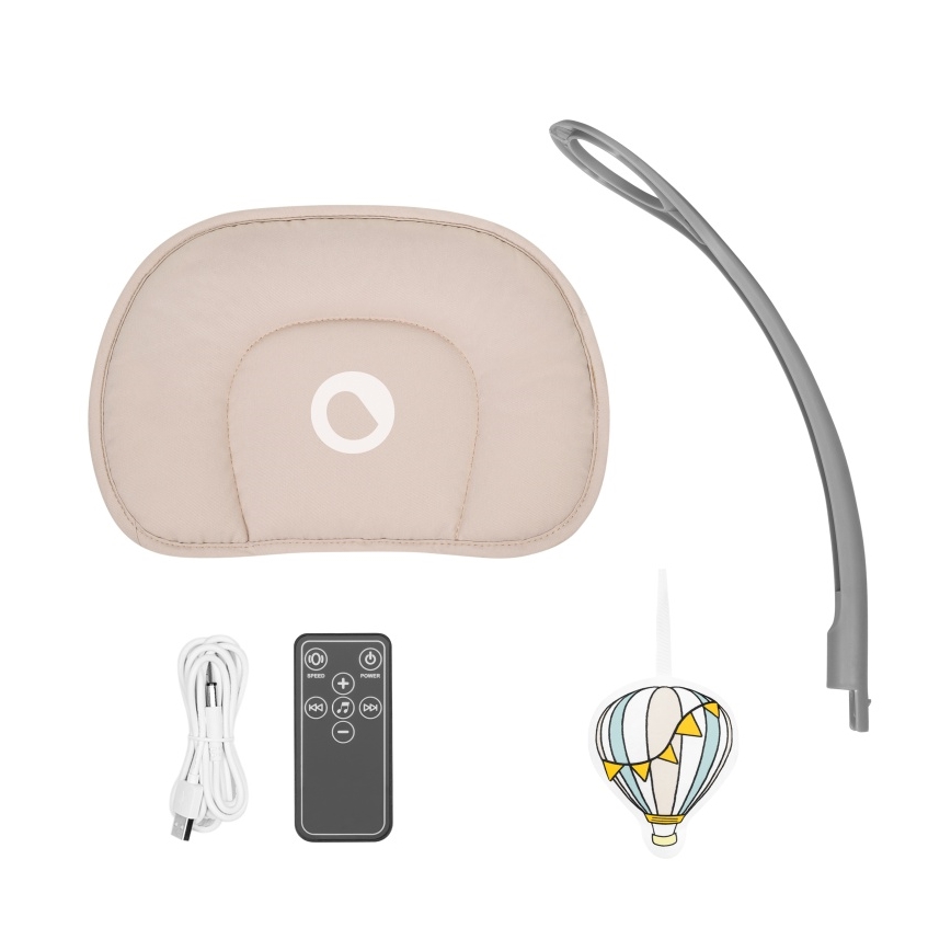 Lionelo - Babyschaukel RIO mit Melodie, 4xC, Beige Latte + Fernbedienung