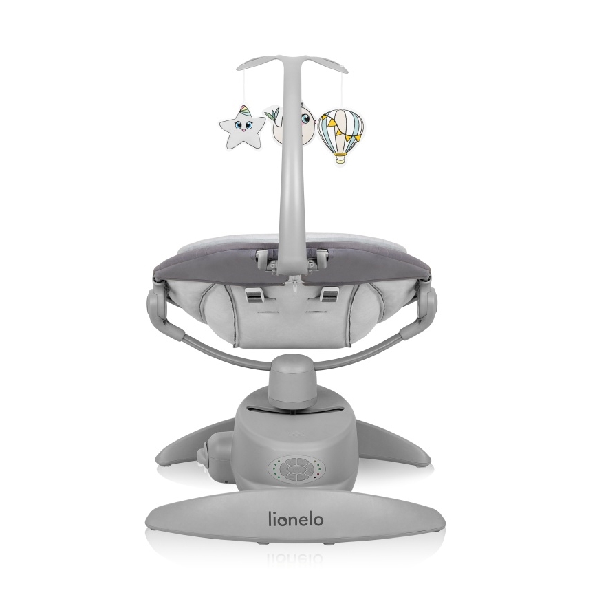 Lionelo - Babywippe MELL mit Melodie, Grey Stone, 4x AA + Fernbedienung