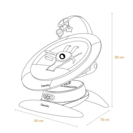 Lionelo - Babywippe MELL mit Melodie, Grey Stone, 4x AA + Fernbedienung