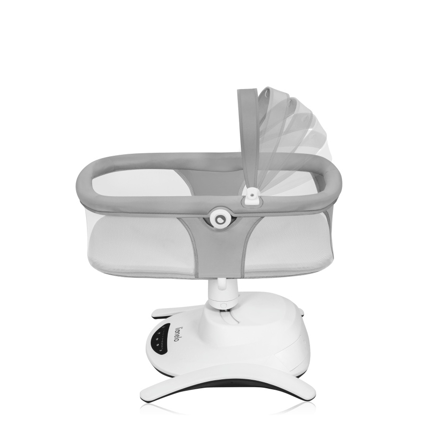Lionelo - Babywippe mit Melodie 2-in-1 BELLA 4xAA Betongrau + Fernbedienung