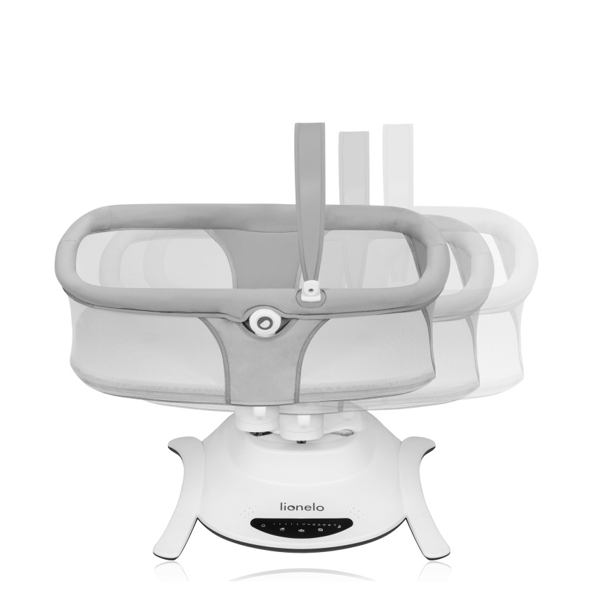 Lionelo - Babywippe mit Melodie 2-in-1 BELLA 4xAA Betongrau + Fernbedienung