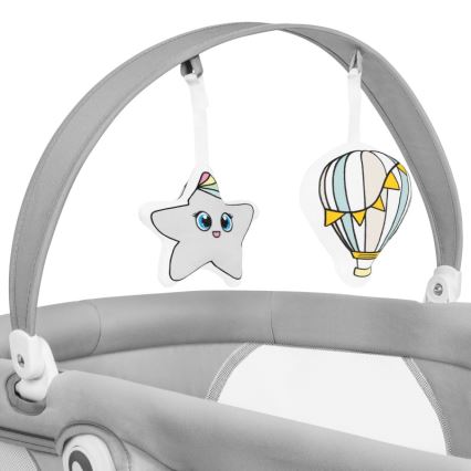 Lionelo - Babywippe mit Melodie 2-in-1 BELLA 4xAA Grey Concrete + Fernbedienung