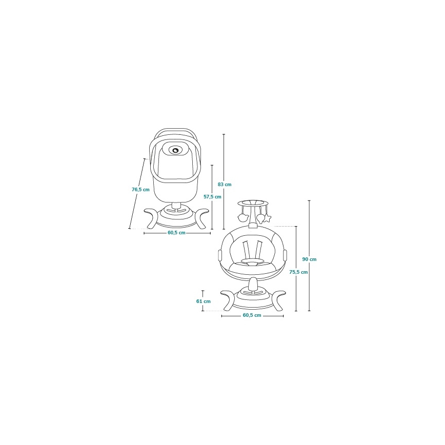 Lionelo - Babywippe mit Melodie 2-in-1 BELLA 4xAA Grey Concrete + Fernbedienung