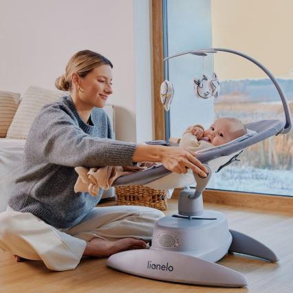 Lionelo - Babywippe mit Melodie MELL Beige Sand 4xAA + Fernbedienung