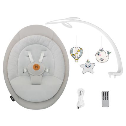 Lionelo - Babywippe mit Melodie MELL Beige Sand 4xAA + Fernbedienung
