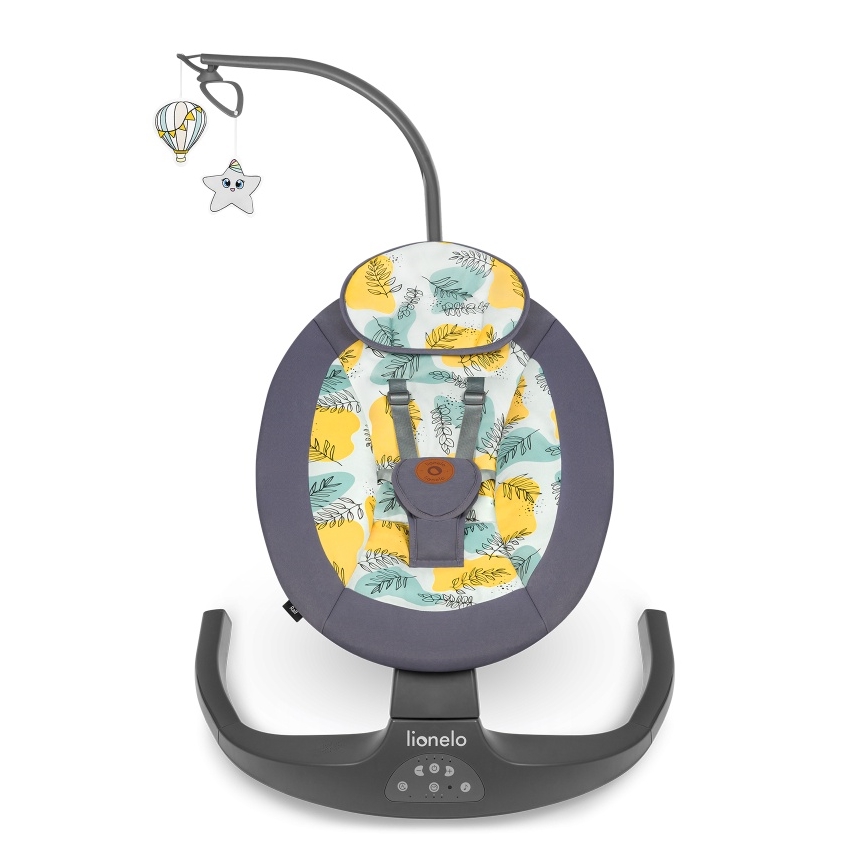 Lionelo - Babywippe mit Melodie RALF 4xAA Betongrau + Fernbedienung