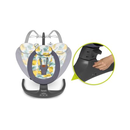 Lionelo - Babywippe mit Melodie RALF 4xAA Betongrau + Fernbedienung