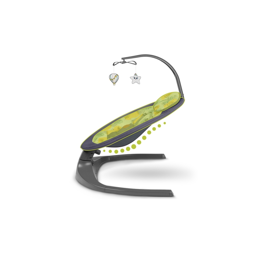 Lionelo - Babywippe mit Melodie RALF 4xAA Betongrau + Fernbedienung