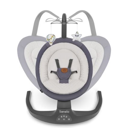 Lionelo - Babywippe mit Melodie RALF 4xAA Grau-Graphit + Fernbedienung