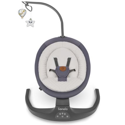 Lionelo - Babywippe mit Melodie RALF 4xAA Grau-Graphit + Fernbedienung