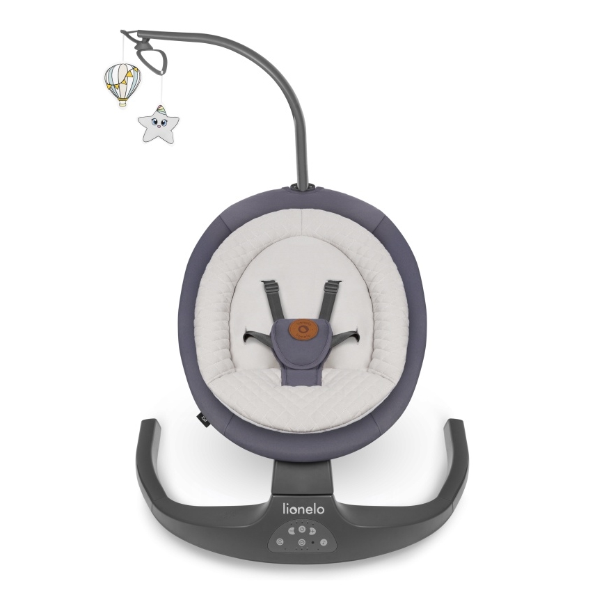 Lionelo - Babywippe mit Melodie RALF 4xAA Grau-Graphit + Fernbedienung